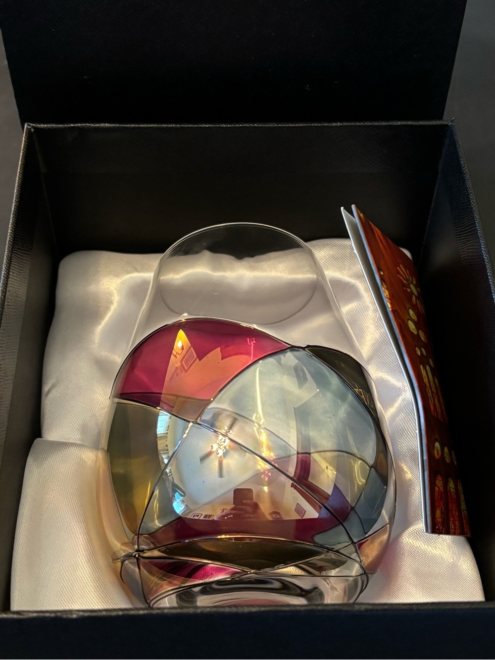 Cornet Barcelona Sagrada Stemless Wine Glass Hand Painted Stained Glass Modern
